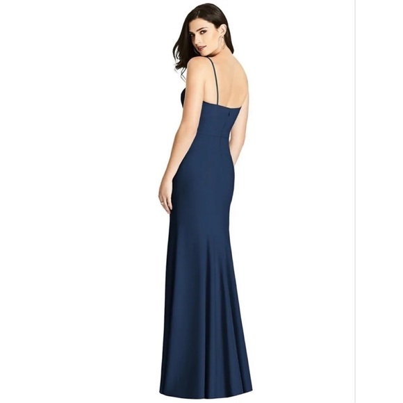 DESSY COLLECTION 3013 SEAMED BODICE CREPE TRUMPET MIDNIGHT DRESS GOWN size 18 - Picture 10 of 10